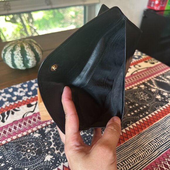 Gucci Black Leather Long Wallet Sherry Line Foldover Clasp, Vintage and Rare - Picture 5 of 13